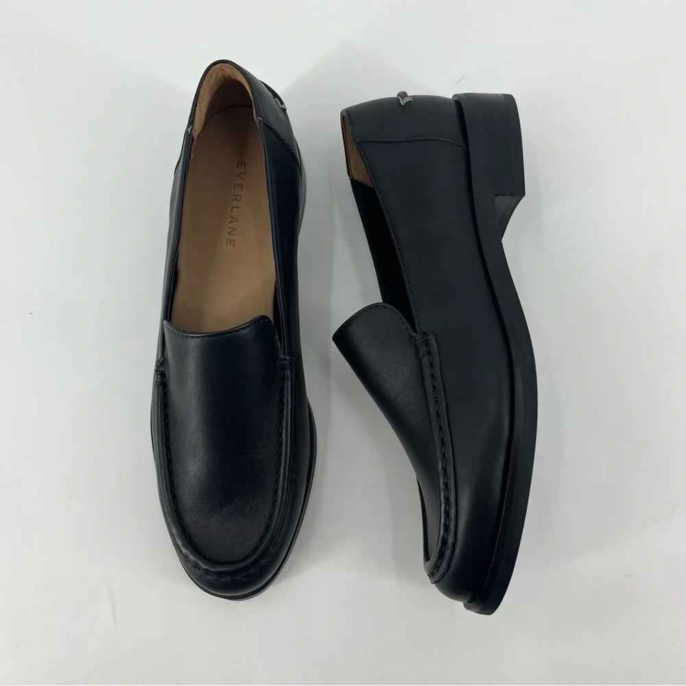EVERLANE The Modern Loafer in Black Napa Leather Flat Slip On Size 8.5 NEW_9
